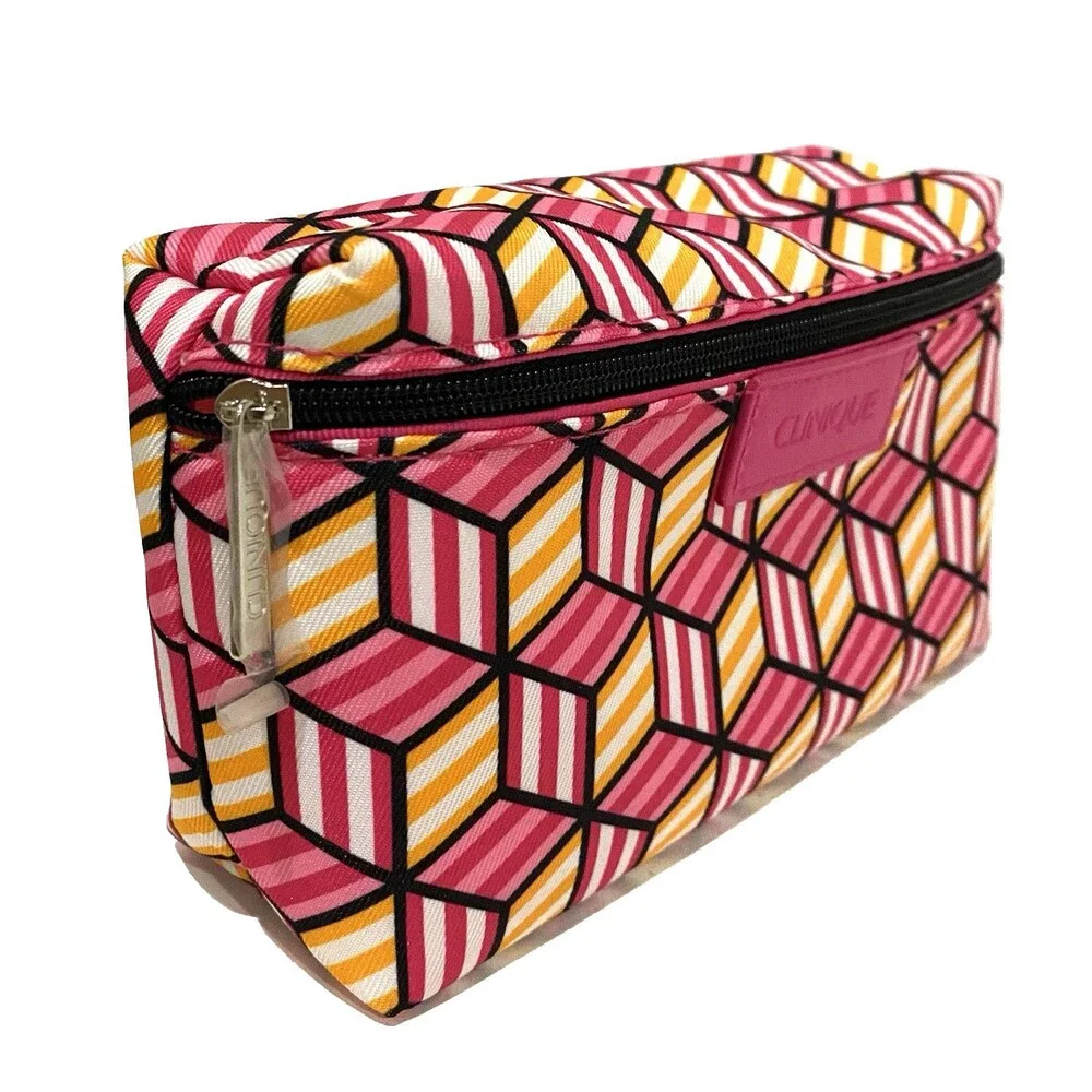Clinique Pink Makeup Bag Cosmetic Pouch Travel Organizer Beauty Items Case